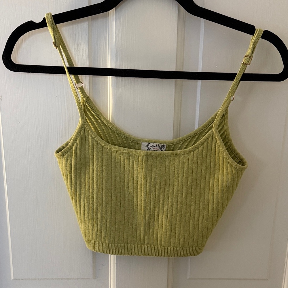 Stylish Ribbed Green Camisole Top